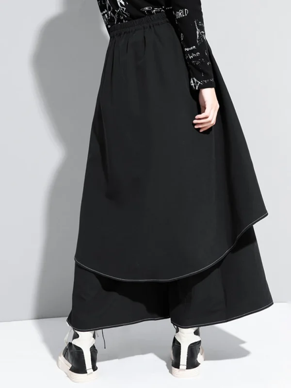 High Elastic Waist Black Irregular Topstitched Wide Leg Pants New Trousers Women Fashion Tide Spring Autumn 2025 1DA613 - Image 5
