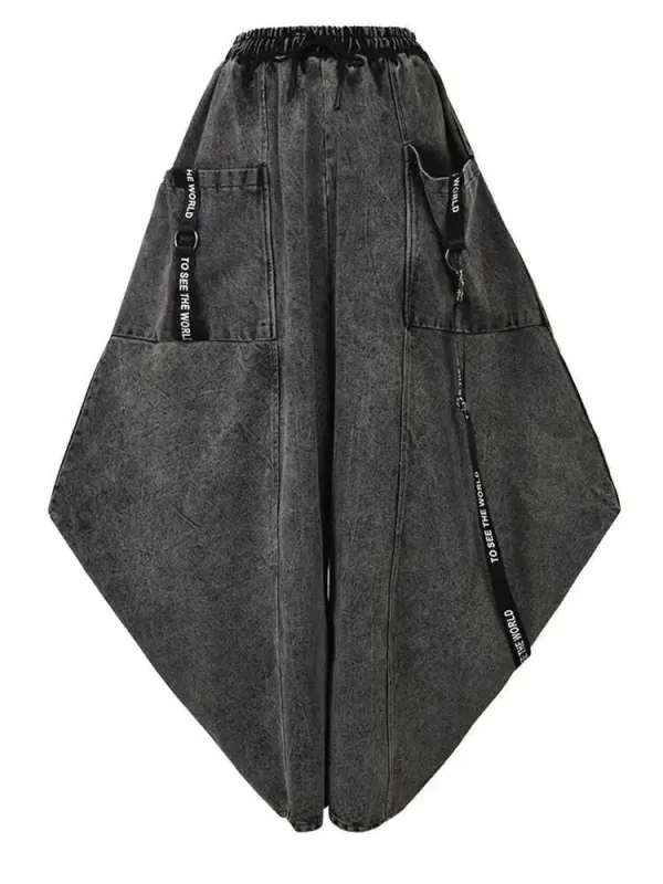 High Elastic Waist Pocket Split Long Denim Wide Leg Trousers New Loose Fit Pants Women Fashion Spring Autumn 2025 1D202 - Image 6