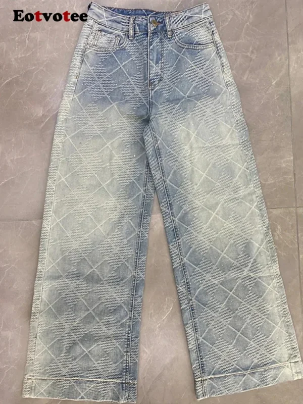 Streetwear Vintage Washed Wide Leg Jeans for Women Y2k Fashion High Waist Loose Straight Pants 2025 New Casual Jeans - Image 5