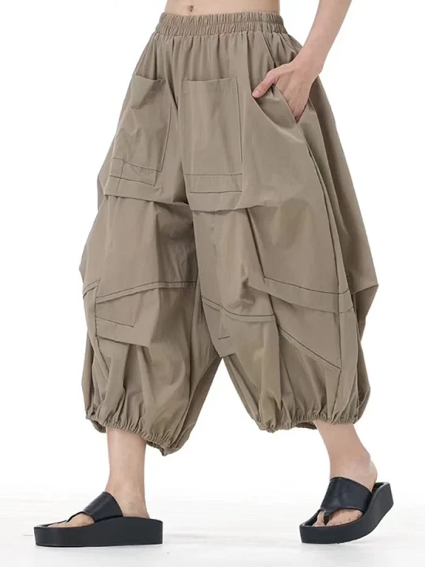 High Elastic Waist Khaki Topstitched Pleated Wide Leg Pants New Trousers Women Fashion Tide Spring Autumn 2025 1DH9548 - Image 6