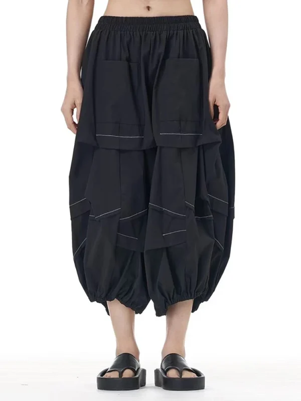 High Elastic Waist Khaki Topstitched Pleated Wide Leg Pants New Trousers Women Fashion Tide Spring Autumn 2025 1DH9548 - Image 2