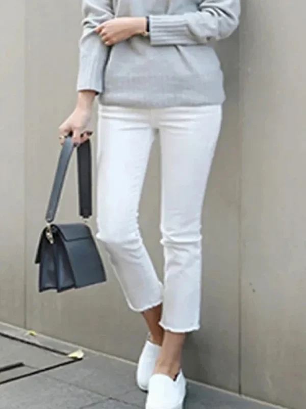 2025 New Casual 9 Points Jeans Streetwear Vintage Washed Jeans for Women Y2k Korean Fashion High Waist Slim Straight Pants - Image 4