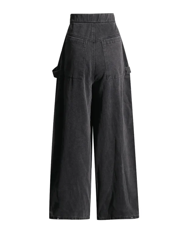 Patchwork Pockets Casual Loose Denim Pants For Women High Waist Spliced Zipper Streetwear Cargo Jeans Female New - Image 2