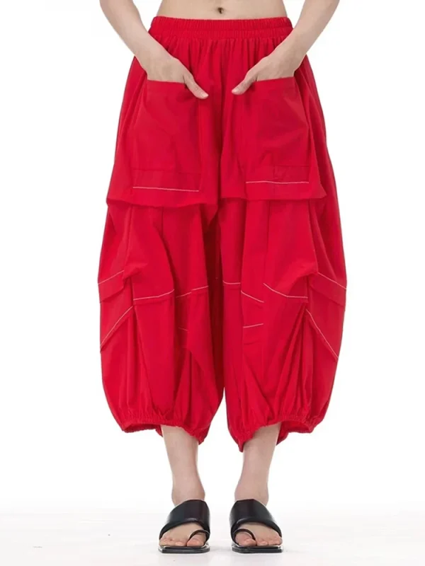 High Elastic Waist Khaki Topstitched Pleated Wide Leg Pants New Trousers Women Fashion Tide Spring Autumn 2025 1DH9548 - Image 5