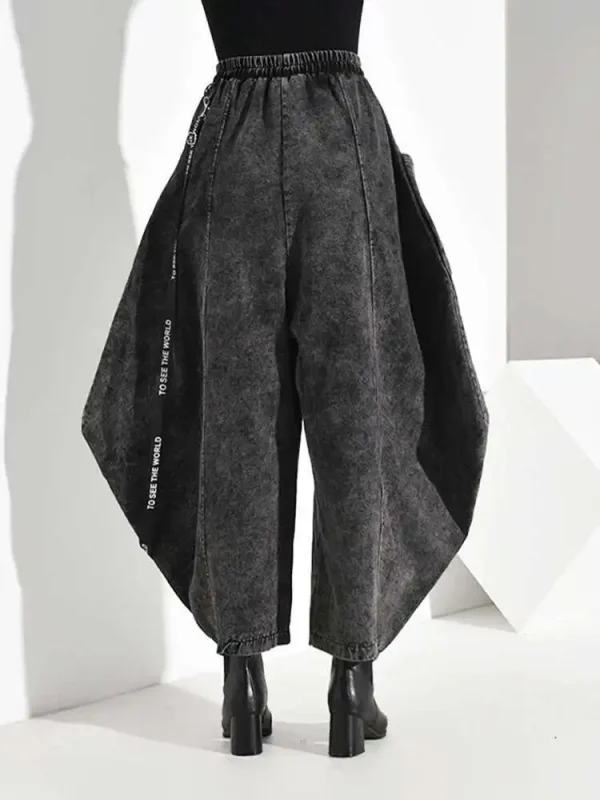 High Elastic Waist Pocket Split Long Denim Wide Leg Trousers New Loose Fit Pants Women Fashion Spring Autumn 2025 1D202 - Image 5