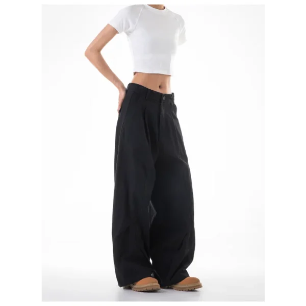 Europeans American Street Women's Cargo Pants Solid Casual New 2025 Spring Summer Cargo Pants Women Hip-hop Trendy Trousers - Image 3