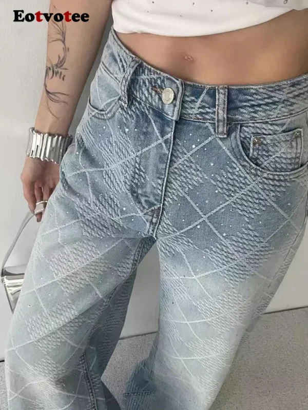 Streetwear Vintage Washed Wide Leg Jeans for Women Y2k Fashion High Waist Loose Straight Pants 2025 New Casual Jeans - Image 4