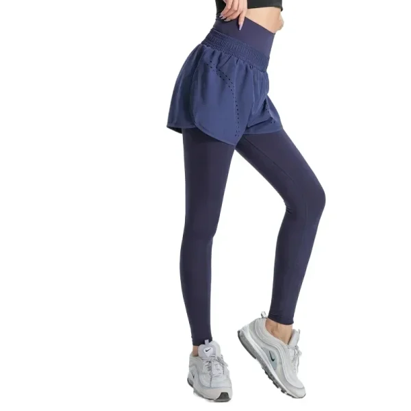 Seasonal new yoga trousers women high waisted false two pieces belly fitness trousers quick-drying outside running sweatpants - Image 2