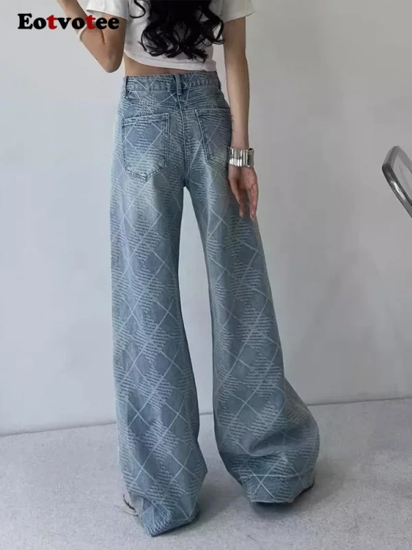 Streetwear Vintage Washed Wide Leg Jeans for Women Y2k Fashion High Waist Loose Straight Pants 2025 New Casual Jeans - Image 2