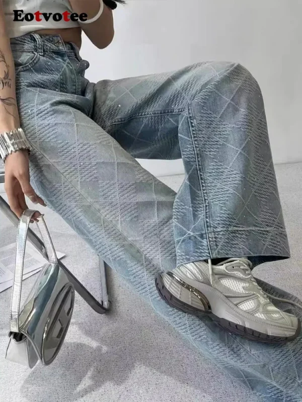 Streetwear Vintage Washed Wide Leg Jeans for Women Y2k Fashion High Waist Loose Straight Pants 2025 New Casual Jeans - Image 3