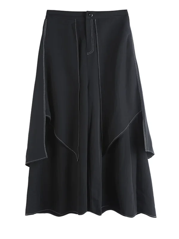 High Elastic Waist Black Irregular Topstitched Wide Leg Pants New Trousers Women Fashion Tide Spring Autumn 2025 1DA613 - Image 6