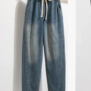 Plus Size Pants Women 2024 Autumn New Arrivals High Elastic Waist Large Size Harem Pants Jeans Korean Style Casual Trousers