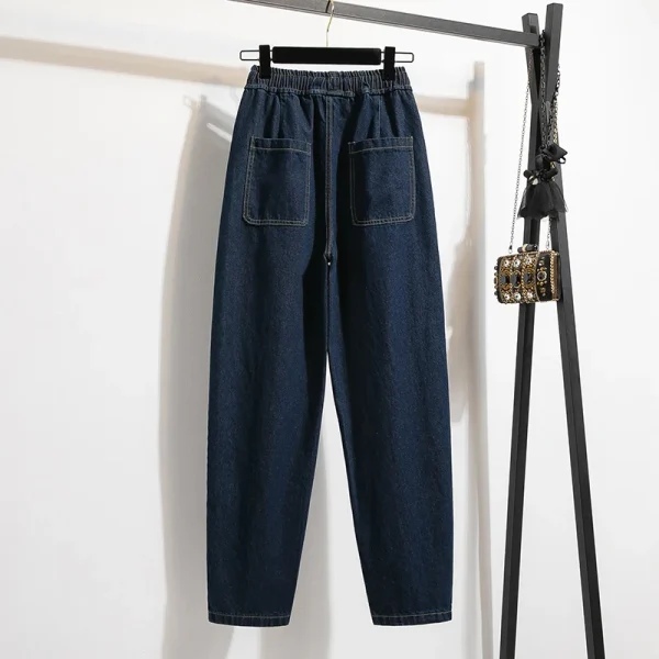 Plus Size Pants Women 2024 Autumn New Arrivals High Elastic Waist Large Size Harem Pants Jeans Korean Style Casual Trousers - Image 4