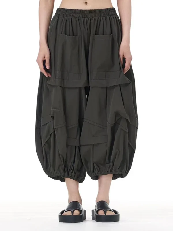 High Elastic Waist Khaki Topstitched Pleated Wide Leg Pants New Trousers Women Fashion Tide Spring Autumn 2025 1DH9548 - Image 4